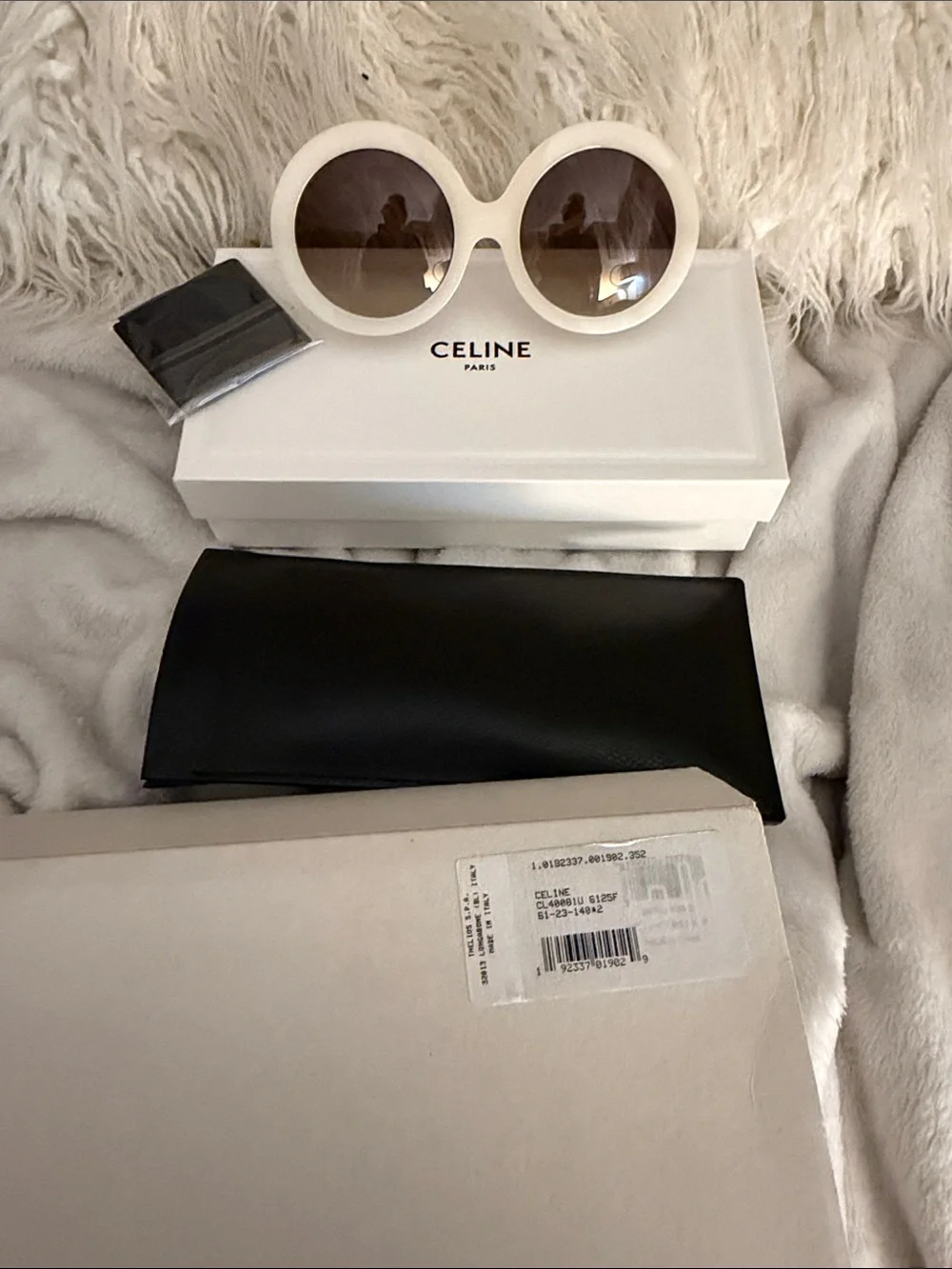 Celine White Round Sunglasses with Brown Gradient Lenses